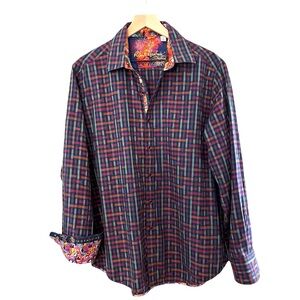 Robert Graham Rare Multi Color Cotton Button Front Party Shirt Size Large